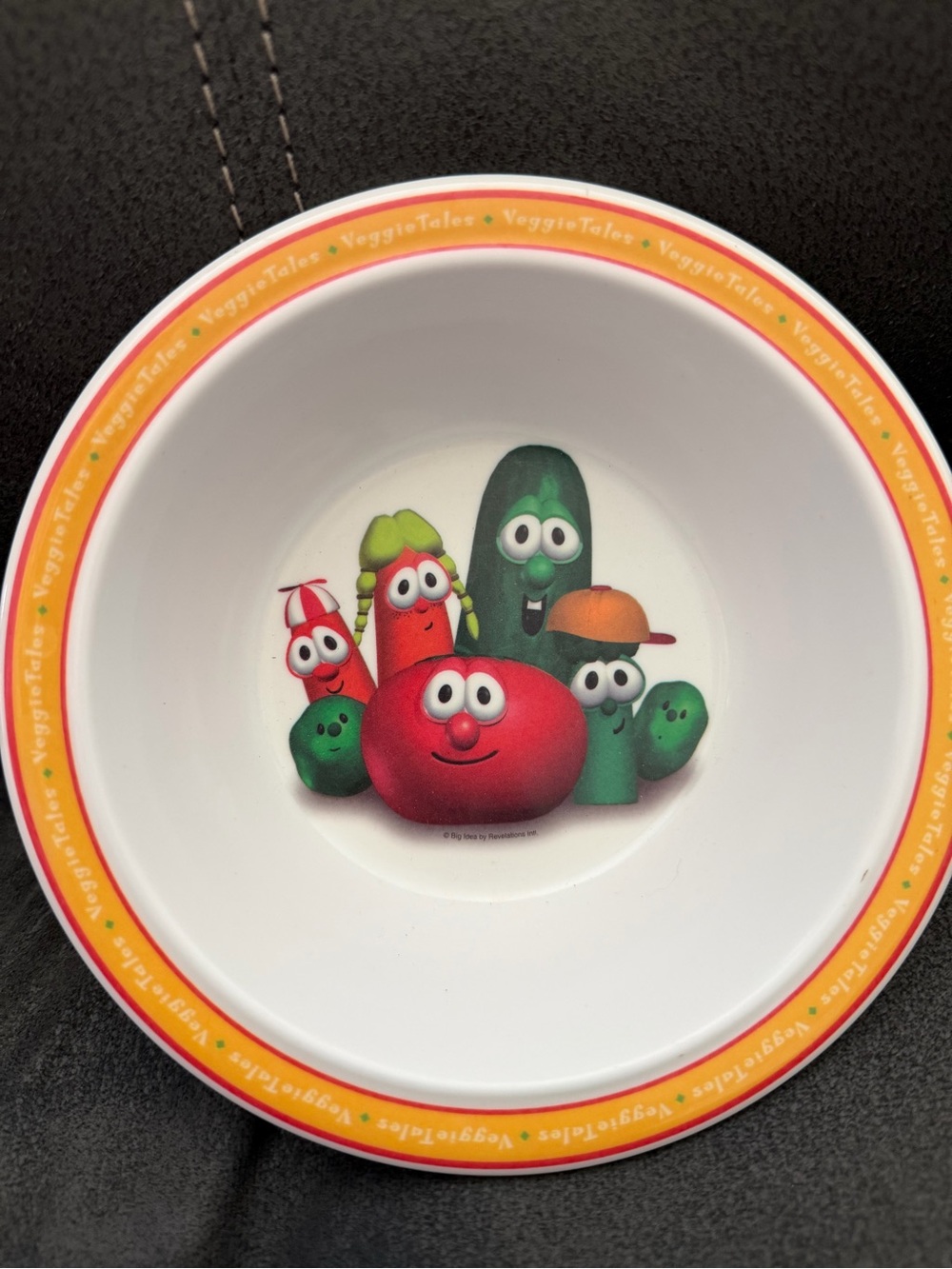 VeggieTales Kids Dinner Bowl - White with Red & Green Character Art